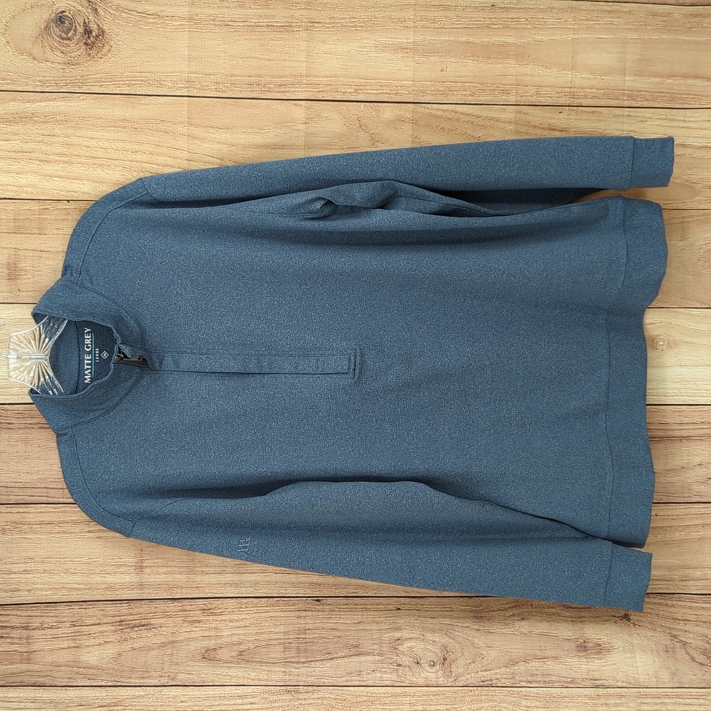 MATTE GREY Hightower Half Zip Outerwear Dark Denim Heather Sz L